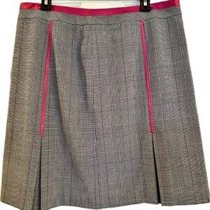Vintage Lane Bryant Metroline Collection Black White Pink Pleated Plaid Skirt